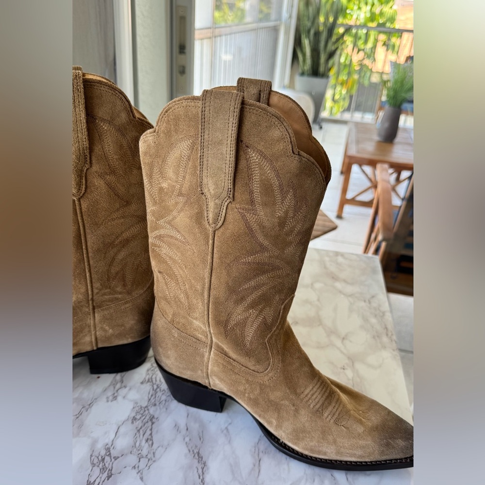 Tecovas The Sadie Toasted Almond Suede Cowboy Boots Tan Women’s 10 NWOT - Picture 7 of 14